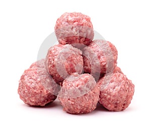 Pile of fresh raw meatballs