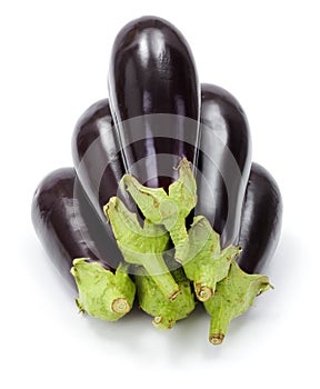 Pile of fresh ripe eggplants (Solanum melongena)