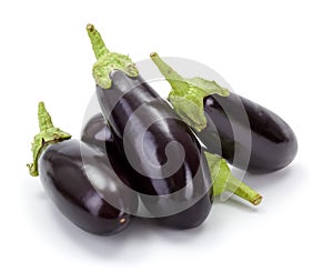 Pile of fresh ripe eggplants (Solanum melongena)