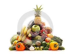 A pile of fresh and tasty fruits and vegetables