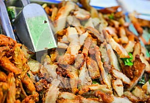 Pile of Fried pork's neck