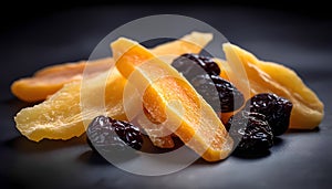 A pile of fruit including pineapple, mango, and blueberries