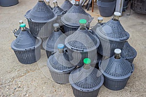 Pile of gallons for water and wine