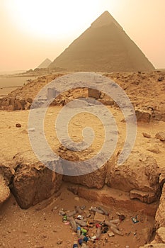 Pile of garbage near Pyramid of Khafre, Cairo