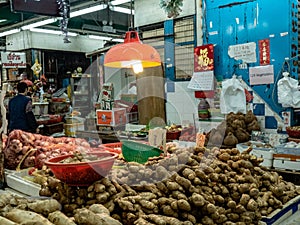 A pile of ginger sold at Asian market