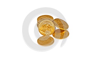 Pile of gold sovereigns isolated photo
