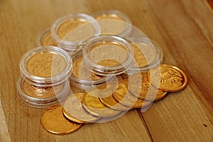 Pile of Gold Sovereigns photo