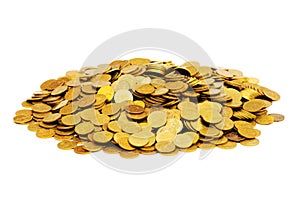 Pile of golden coins isolated