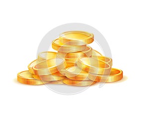 Pile of Golden Coins Vector Illustration Isolated