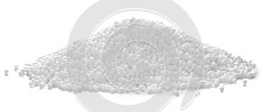 Pile of granular mineral fertilizer isolated on white