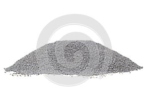 Pile of gravel or stone for construction isolated on white background.