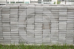 A pile of concrete bricks