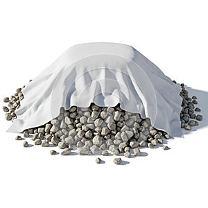 Stones are irregular in size and texture, resembling construction or