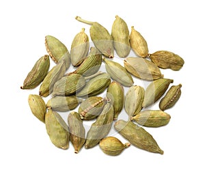 Pile of green Cardamom, cardamon or cardamum