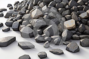 Pile of grey stones - White Background