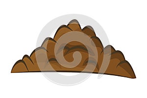 Pile of ground, heap of soil - vector illustration on w