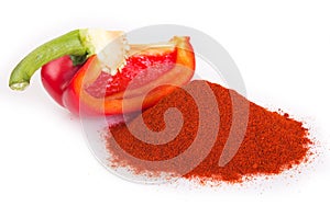 Pile of ground paprika with pepper