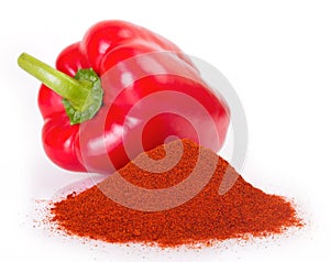 Pile of ground paprika with pepper