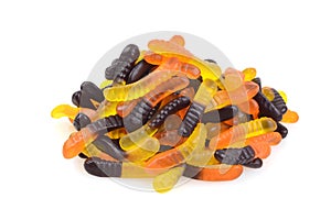 Pile of halloween gummy worms photo