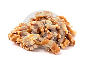 Pile of Healthy Walnuts on a White Background