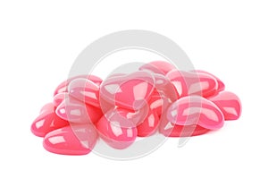 Pile of heart shaped beads isolated