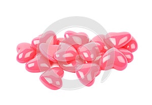 Pile of heart shaped beads isolated