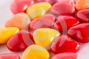 Pile Of Heart Shaped Valentines Day Candy Sweets Background