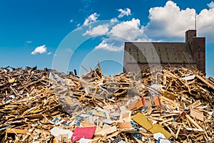 Pile of idustrial wooden waste photo