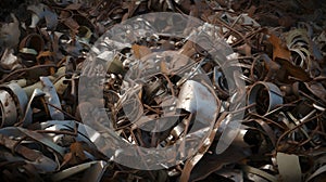 A pile of industrial scrap metal waiting to be recycled c one generative AI