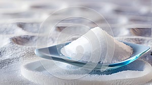 Pile of iodized salt in a blue container