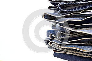 Pile of Jeans white background