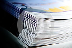 Pile of journals on the table in the library