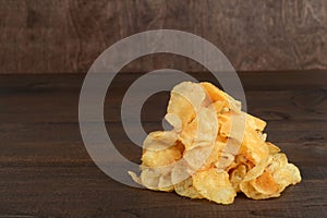 Pile of kettle cooked potato chips