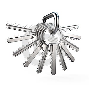 Pile of keys, side view 3D