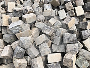 Pile of large cobble stones, cobblestone background
