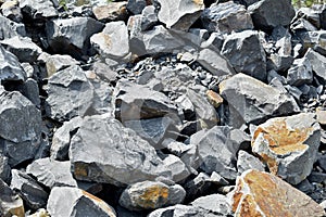 pile of large granite rock railroad ballast