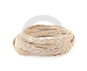 Pile of a linen rope string isolated