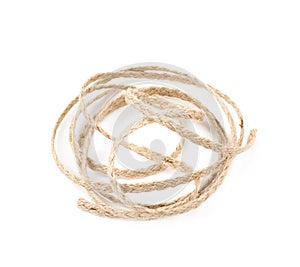 Pile of a linen rope string isolated