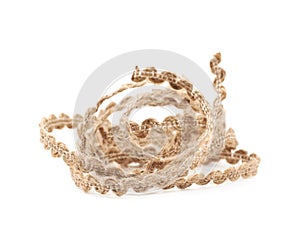 Pile of a linen rope string isolated