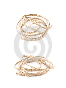 Pile of a linen rope string isolated