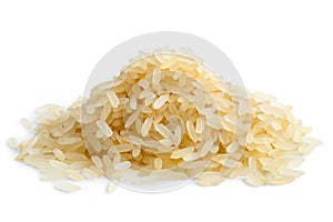 Pile of long grain parboiled rice.