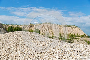 Pile of macadam stone in quarry
