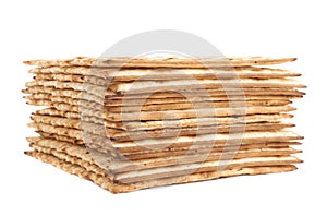 Pile of machine made matza flatbread