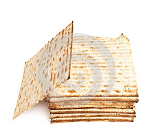Pile of machine made matza flatbread