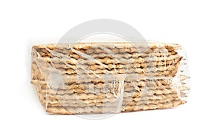 Pile of machine made matza flatbread