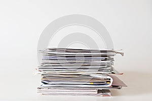 Pile of mails on white background