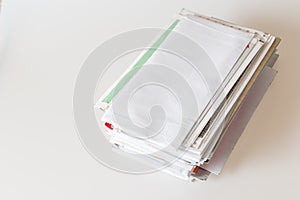 Pile of mails on white background