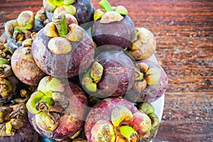 Pile of mangosteen fruit