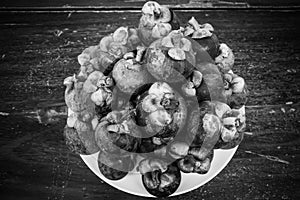 Pile of mangosteen fruit