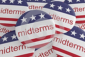 Pile of Midterms Buttons With US Flag, 3d illustration photo